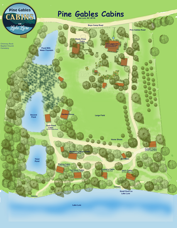 Map of Pine Gables Cabins